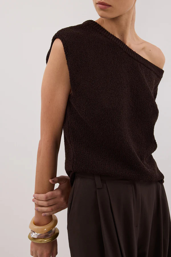 KERRY CHOC ASYM KNIT TOP | DISSH