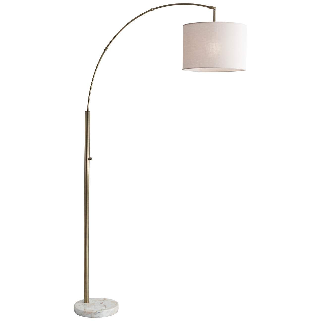 Bowery Antique Brass Adjustable Arc Floor Lamp | Lamps Plus