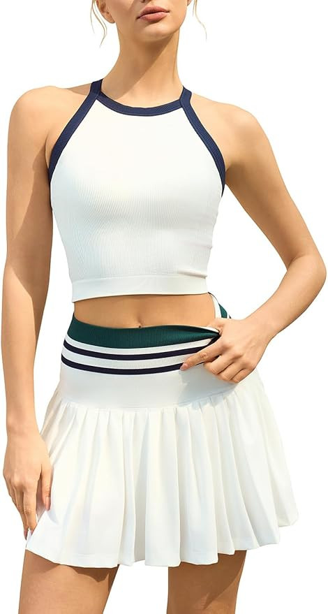 QINSEN Tennis Skirt Set for Women High Waisted Pleated Athletic Pickleball Skirt with Shorts Padd... | Amazon (US)