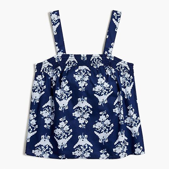 Factory: Block-print Squareneck Smocked Tank Top For Women | J.Crew Factory