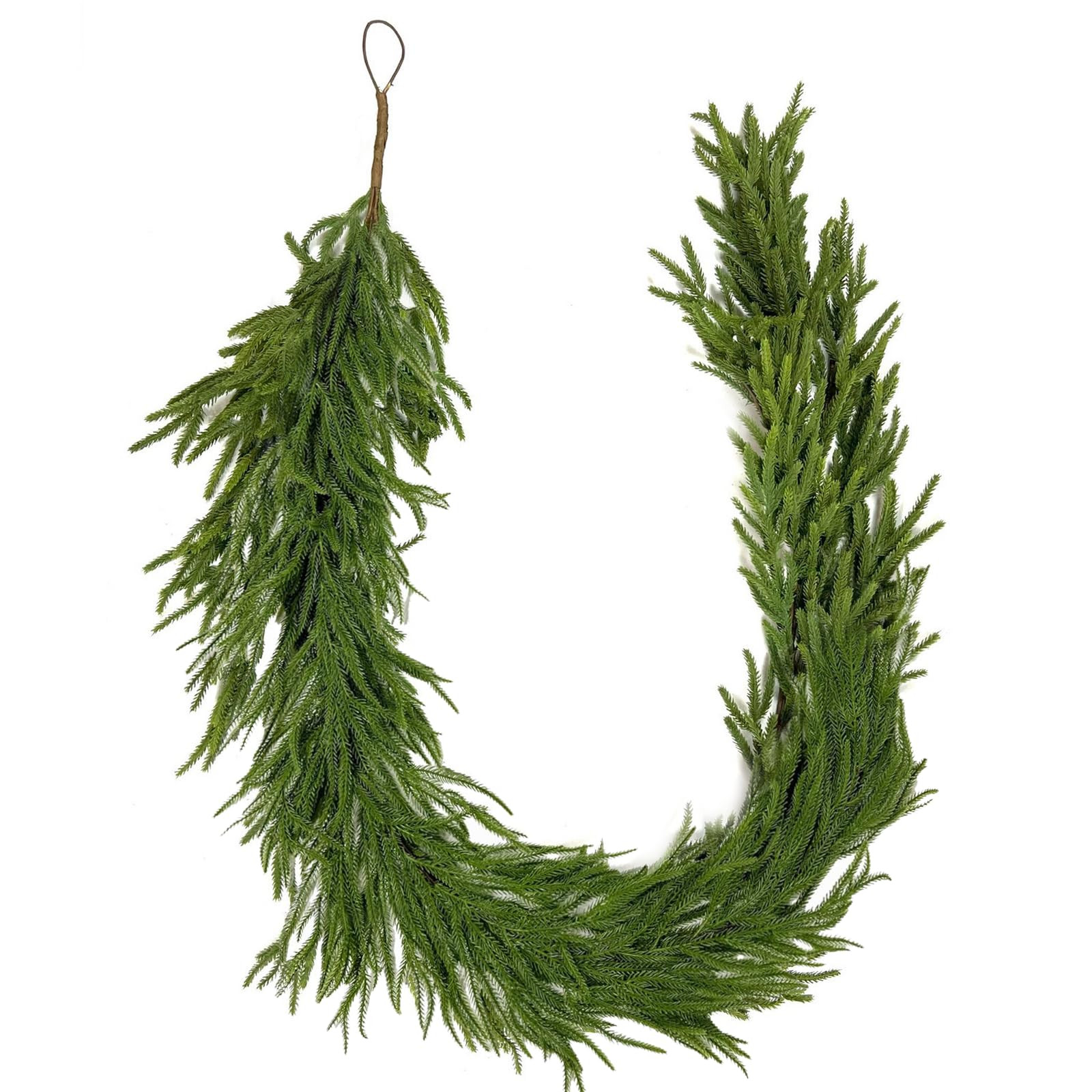 9 FT Real Touch Norfolk Pine Garland Green Artificial Christmas Garland Faux Greenery Garland for... | Amazon (US)