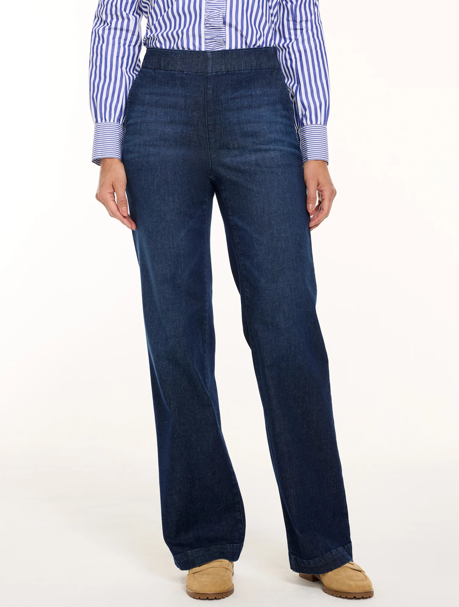 Plus Size - Trouser Pull-On Travel Jeans - Bethune Wash - 3X Talbots | Talbots