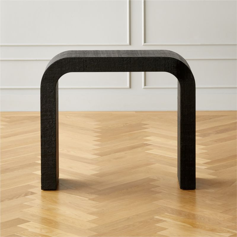 Horseshoe Black Lacquered Linen 36" Console Table + Reviews | CB2 | CB2