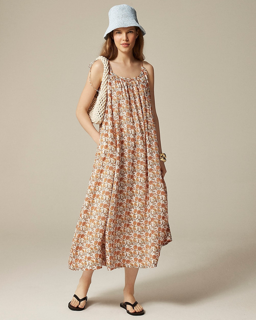 Floaty tie-shoulder dress in ramie | J. Crew US
