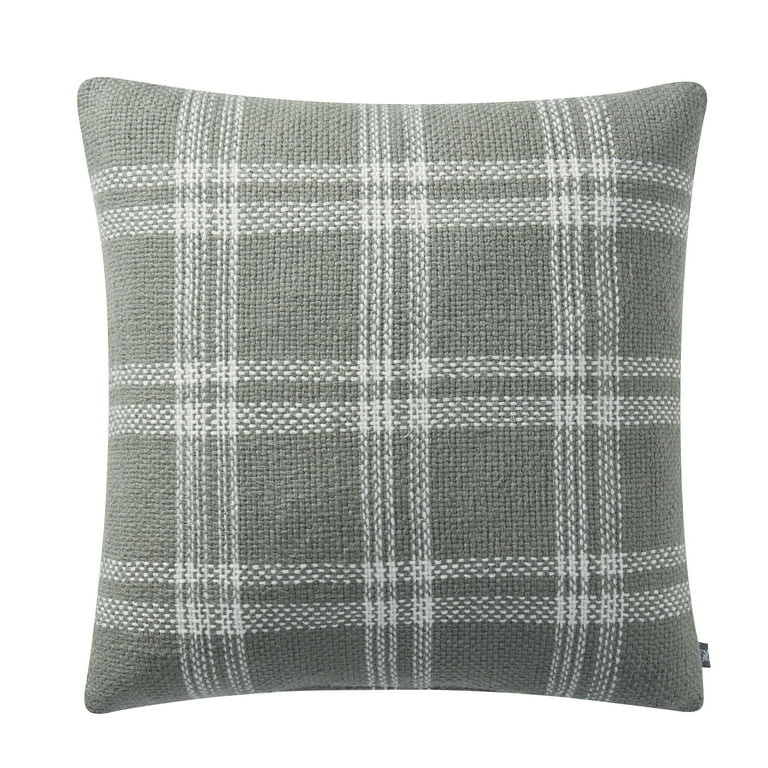 My Texas House 20" x 20" Emerson Reversible Green Plaid Cotton Decorative Pillow | Walmart (US)