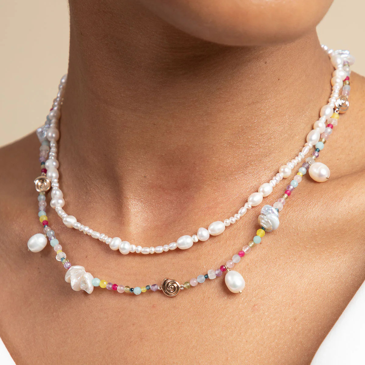 Treasure Beaded Gold Necklace | Astrid & Miyu Necklaces | Astrid and Miyu