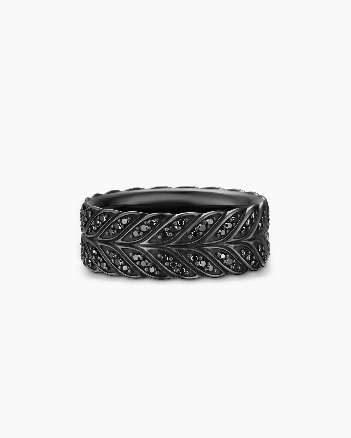 David Yurman | Chevron Pavé Band Ring in Black Titanium, 9mm | David Yurman