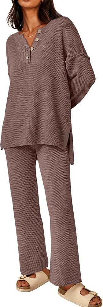 LILLUSORY Women's 2 Piece Lounge Sets Oversized Slouchy Matching Sets Cozy Knit Sets | Amazon (US)