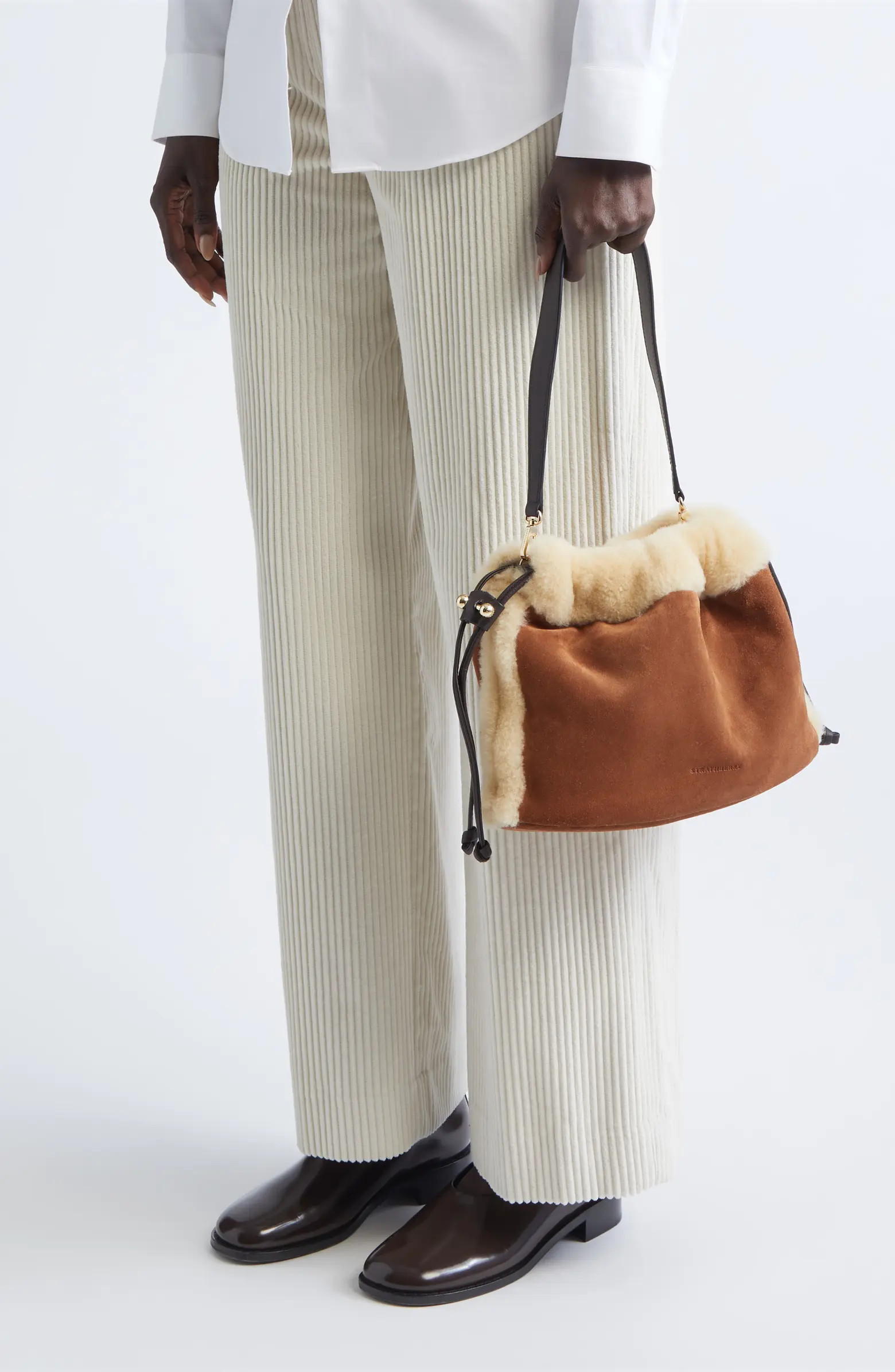 Midi Suede & Genuine Shearling Handbag | Nordstrom
