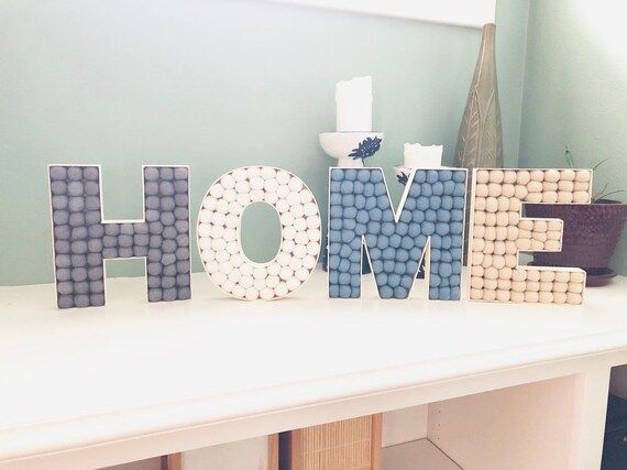 Customizeable HOME Felt Ball Letters, Hangable Wooden Home Sign - Custom Home Sign for Wall or Sh... | Etsy (US)