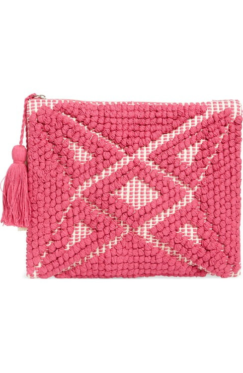 Sole Society Palisades Tasseled Woven Clutch | Nordstrom