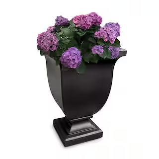 Augusta 26 in. Tall Self-Watering Black Polyethylene Planter | The Home Depot