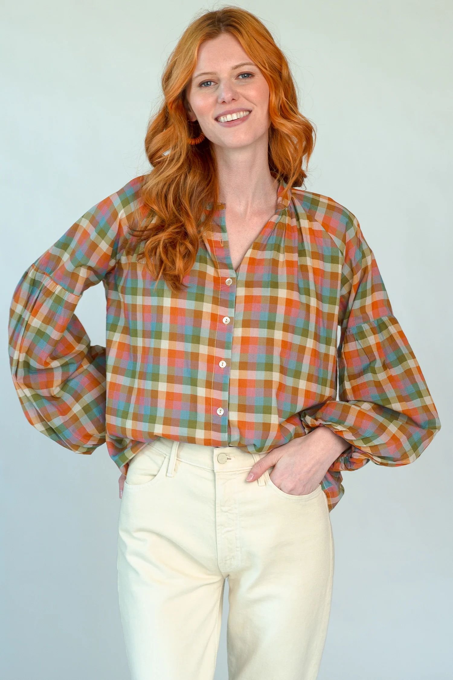 Emory Blouse in Autumn Plaid | Olivia James The Label