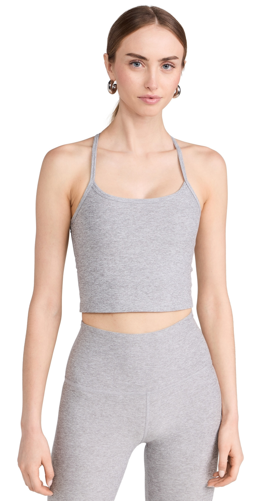 Beyond Yoga Spacedye Slim Racerback Cropped Tank Silver Mist M | Shopbop
