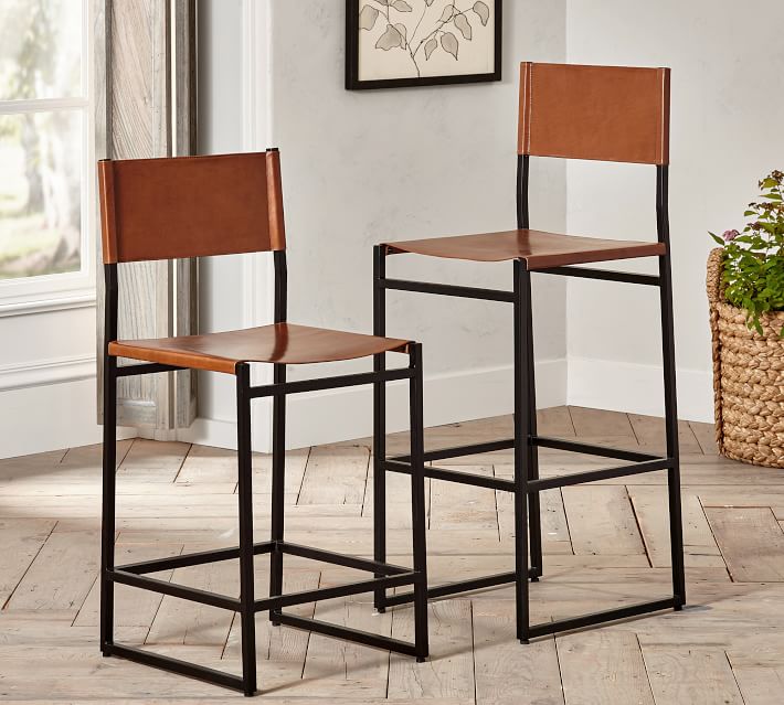 Hardy Leather Bar & Counter Stools | Pottery Barn (US)