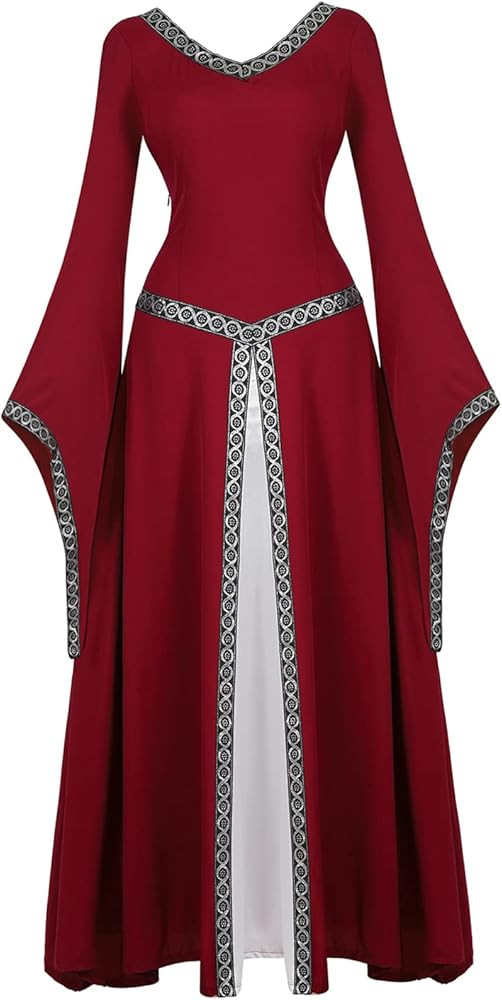 Lehauya Womens Renaissance Costumes Medieval Irish Dress Victorian Retro Gown Cosplay Long Dress | Amazon (US)