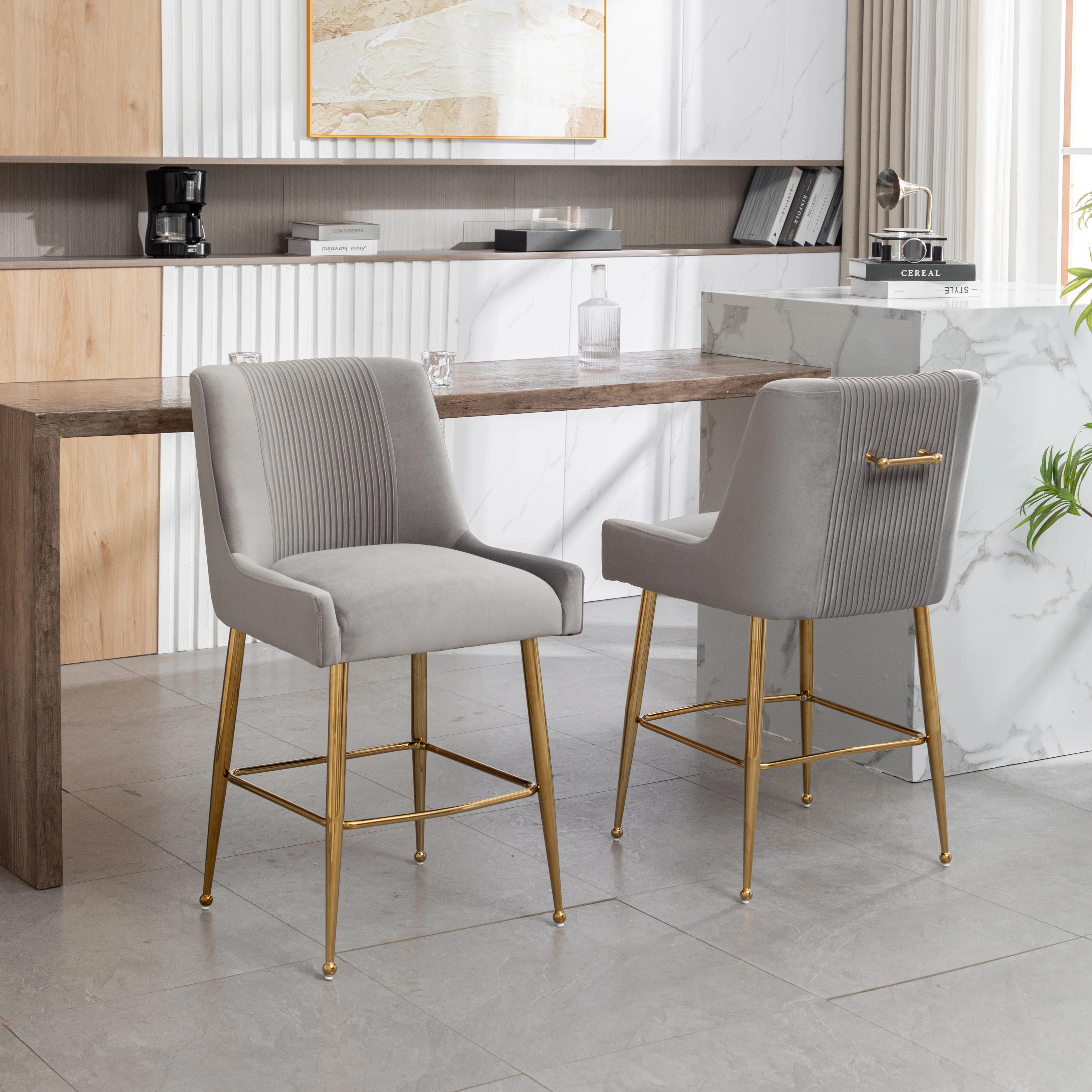 Everly Quinn Elian Upholstered Velvet Bar Stool & Reviews - Wayfair Canada | Wayfair North America