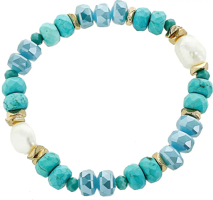 Genuine Pearl & Howlite Beaded Stretch Bracelet | Nordstrom