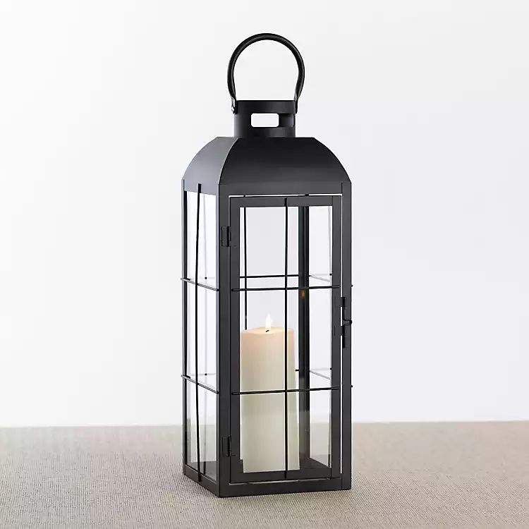 New! Matte Black Window Pane Lantern, 24 in. | Kirkland's Home