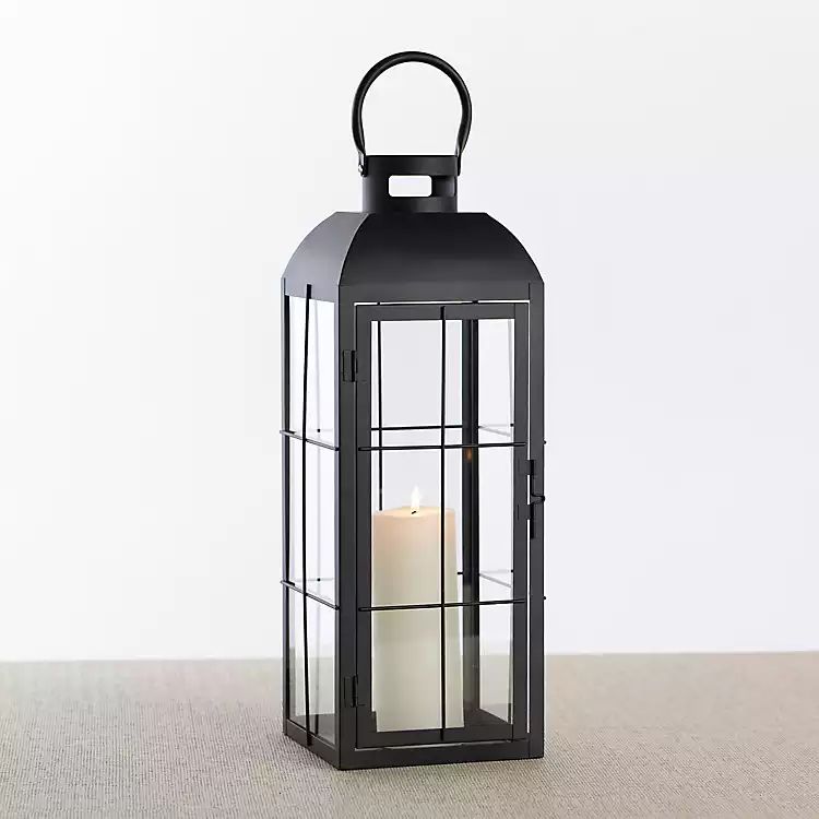 Matte Black Window Pane Lantern, 24 in. | Kirkland's Home