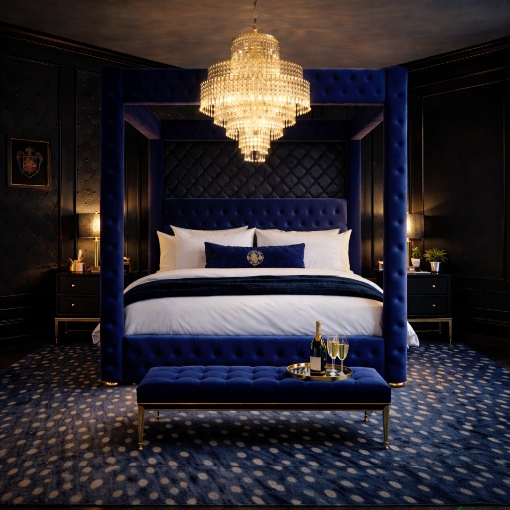 Shop the vibe. 💎  

If you love this moody luxe Diamond Elevation room, you can recreate the look with similar pieces — from the sapphire canopy bed to the velvet bench, statement chandelier, and layered luxe bedding.  

Because luxury isn’t about copying a room…  
It’s about capturing the feeling.  

Save this for design inspo.  
Shop the links.  
Build your own wow space.

#LTKdayinmylife #LTKHome #LTKTravel