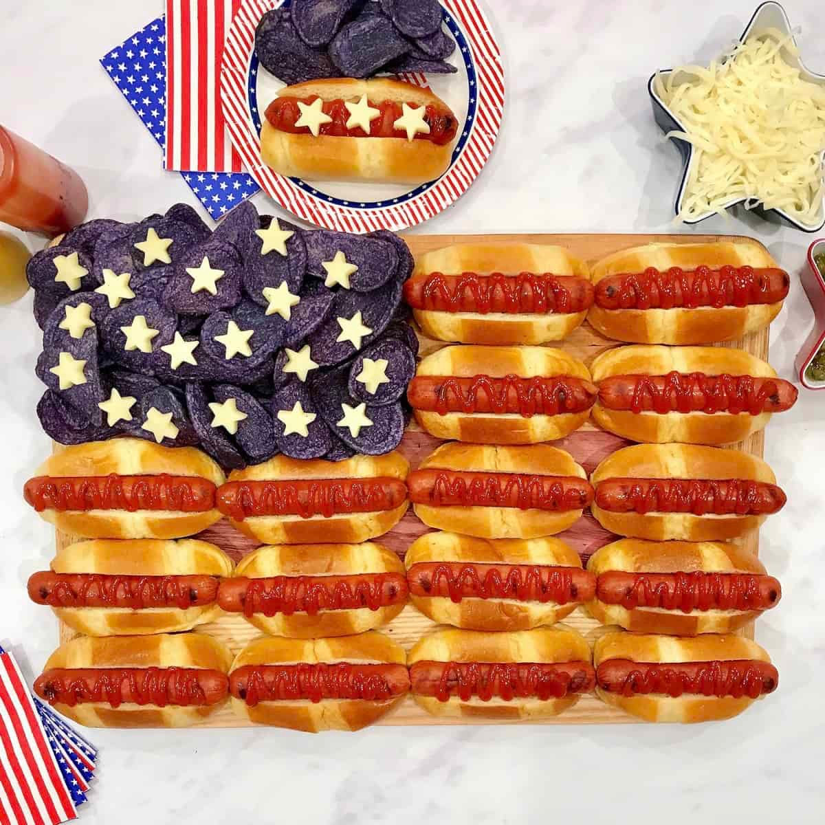 This festive American Flag Hot Dog Board is such a cute and clever way to serve a patriotic themed meal on the 4th of July, Memorial Day and Labor Day! 🌭🇺🇸

#LTKParties #LTKSeasonal