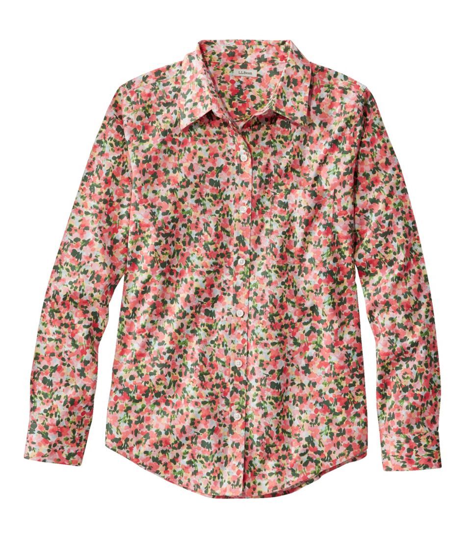 Women's Wrinkle-Free Pinpoint Oxford Shirt, Relaxed Fit Long-Sleeve Print | L.L. Bean