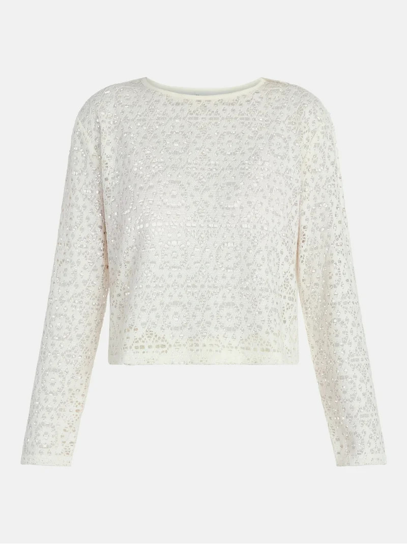 No Boundaries Crochet Blusa Tipo Coverup con Mangas Largas, para Mujer XXS-XXL | Walmart (US)