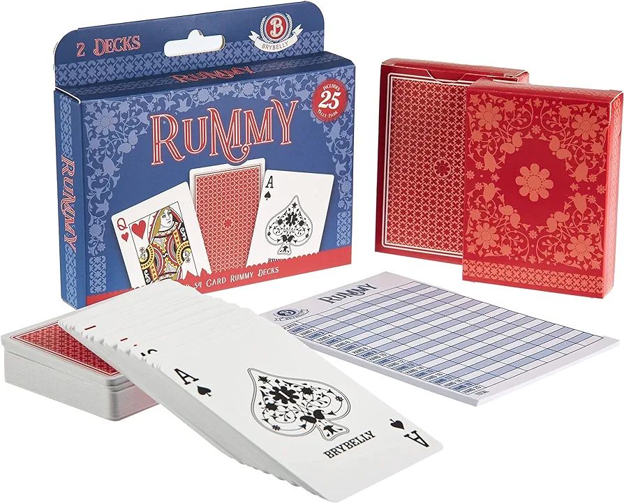 Rummy Card Game Kit - Classic Family Melding Game for 2-6 Players - Two Plastic-Coated Poker-Size... | Amazon (US)