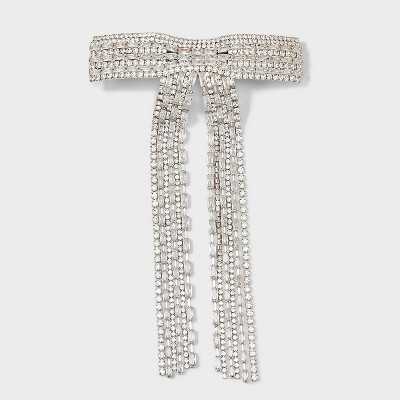 Rhinestone Chain Tail Bow Hair Barrette - A New Day™ Ivory | Target