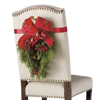 Christmas Cheer Chair Back Swags, Set of Two | Frontgate | Frontgate