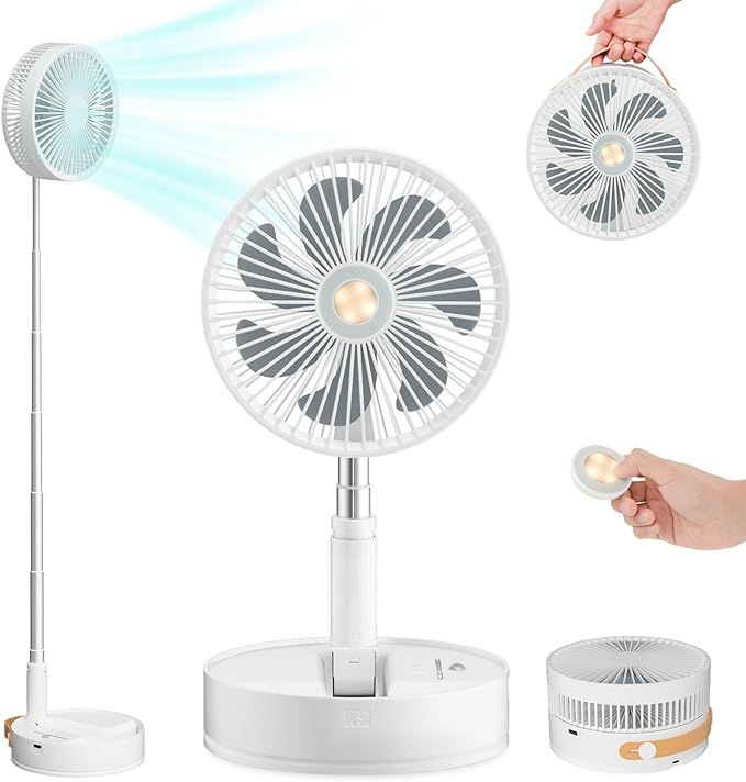 Portable Oscillating Standing Fan with Remote Light Timer, Rechargeable 7200mah Battery Operated ... | Amazon (US)