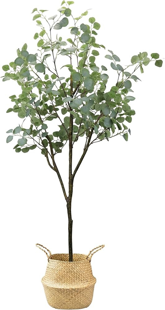 LOVMOR 6ft Artificial Eucalyptus Tree with Woven Seagrass Plant Basketand Realistic Moss,Artifici... | Amazon (US)