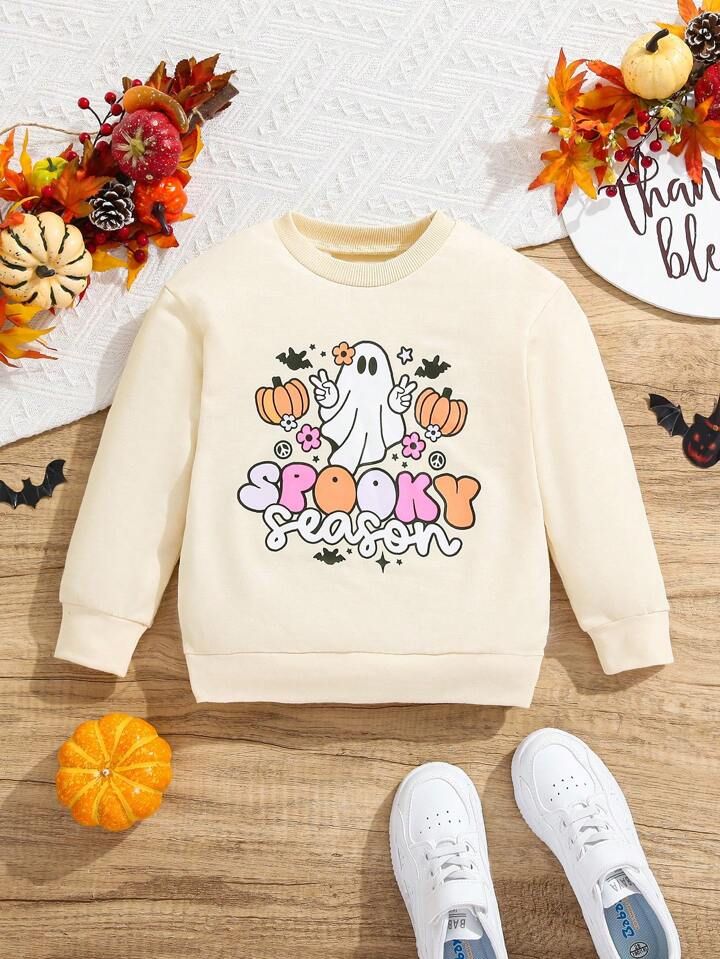 Young Girl Halloween Print Pullover | SHEIN