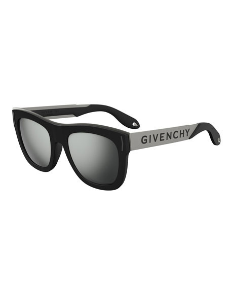 Givenchy Square Rubber Logo Sunglasses | Neiman Marcus