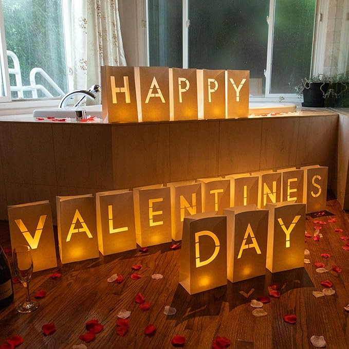 “Happy Valentine's Day” Light up Letters with Tea Lights Candles and Rose Petals Included - L... | Amazon (US)