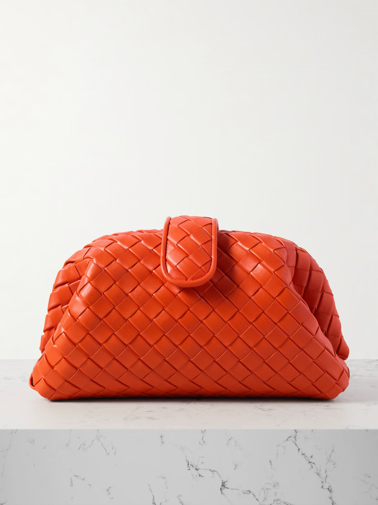 Bottega Veneta - Lauren 1980 Teen Small Intrecciato Leather Clutch - Orange | NET-A-PORTER (US)