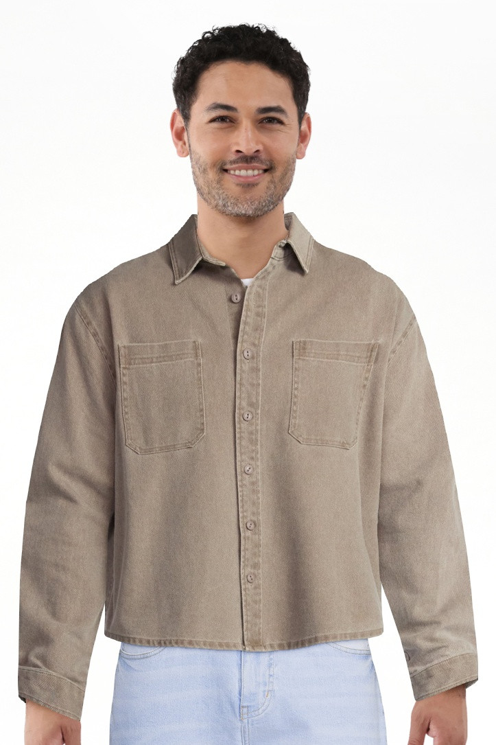 No Boundaries Twill Shirt with Long Sleeves, Men's and Big Men's - Walmart.com | Walmart (US)
