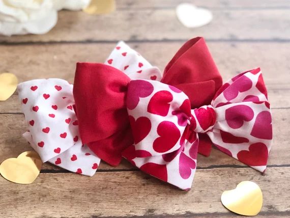 Valentine Bows, Valentine’s Day baby bows, Valentine's bow headbands, Valentines hair accessori... | Etsy (US)