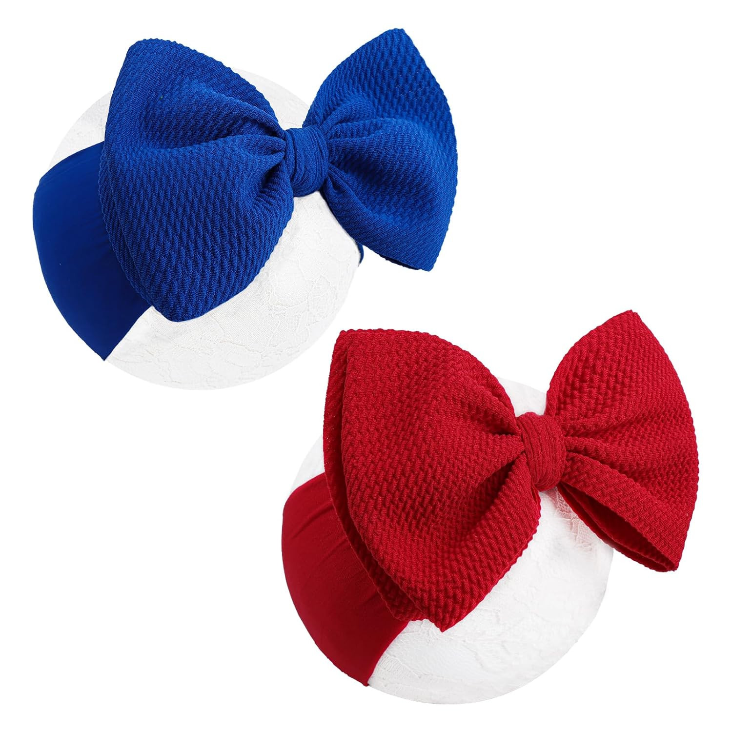 YanJie 6" 4th of July Baby Headbands, Red Hair Bow Blue Baby Girl Elastic Nylon Hairbands for Bab... | Amazon (US)
