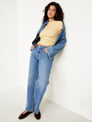 Slit-Neck Smocked Top | Old Navy (US)
