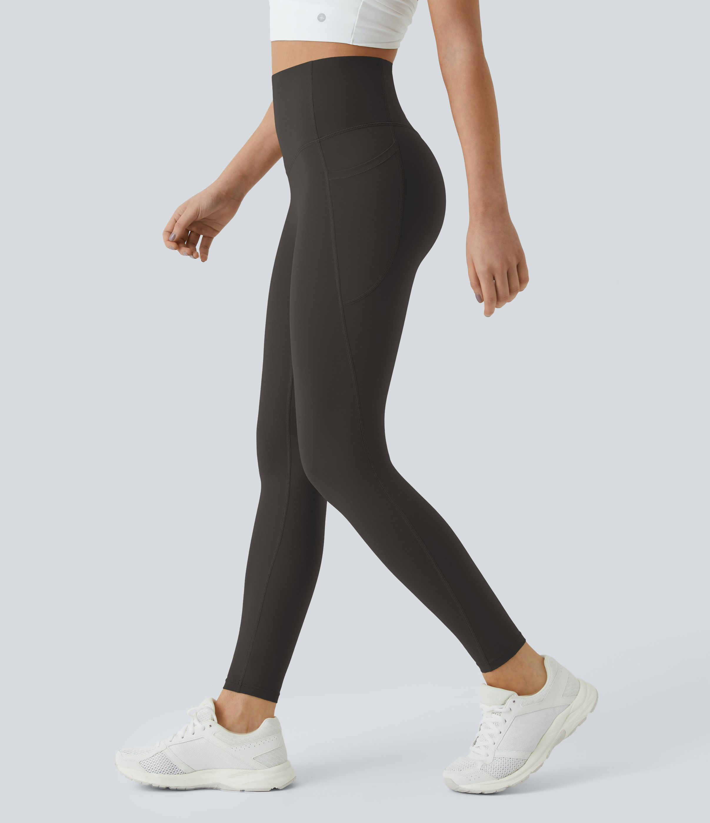 Halara Halara UltraSculpt™ High Waisted Tummy Control Pocket Shaping Training Leggings  - Hazelnut Black - XS(7/8) gym leggings | HALARA