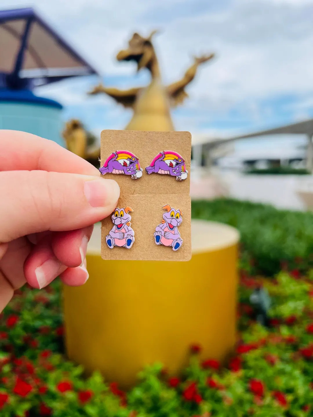 Imagination Dragon Earrings: Figment, EPCOT, Handmade Nickel Free Studs | Etsy (US)