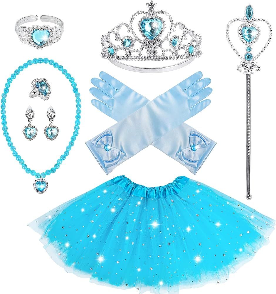 Princess Dress Up Accessories Princess Crown for Little Girls, Princess Gloves Tutu Costume Toy G... | Amazon (US)