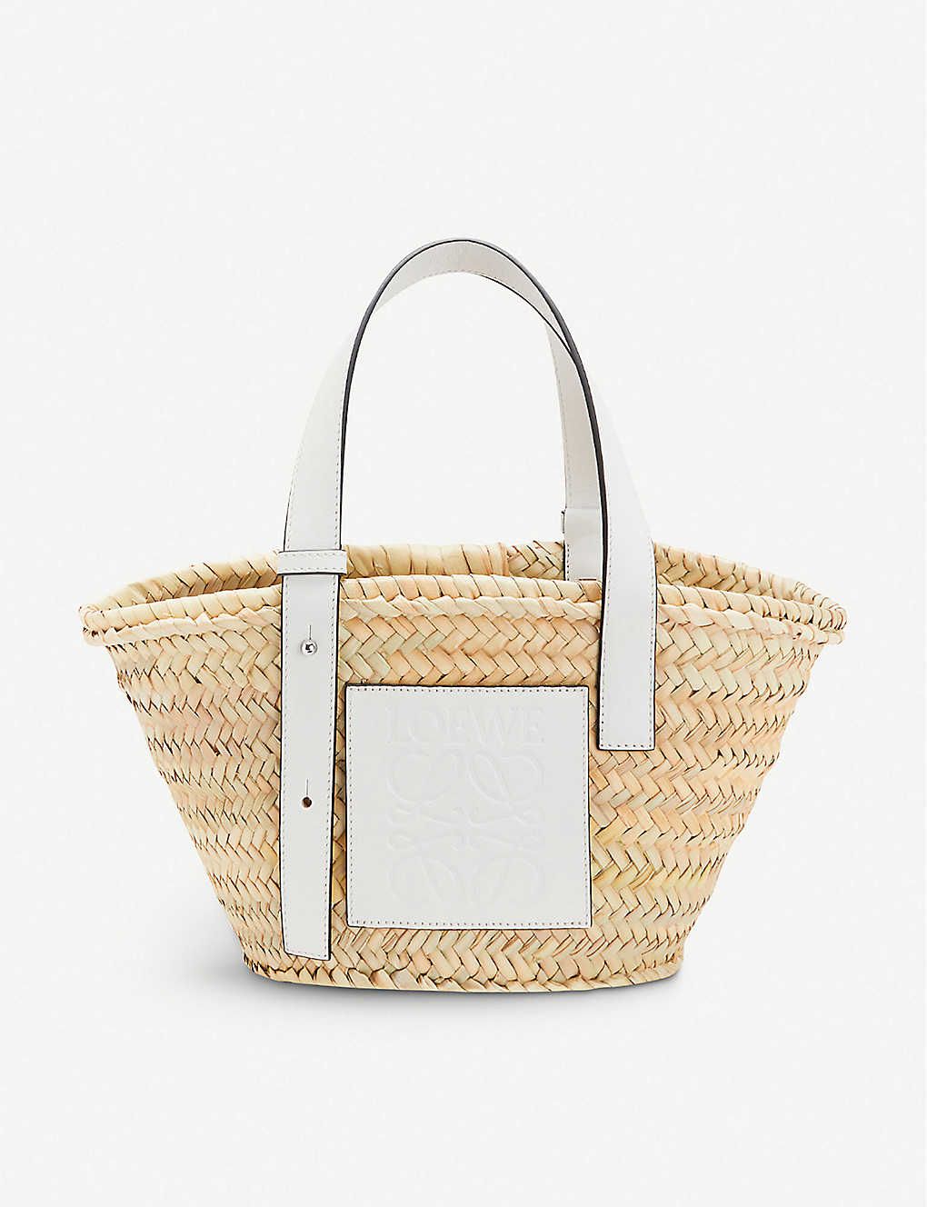 LOEWE Basket raffia and leather tote bag | Selfridges