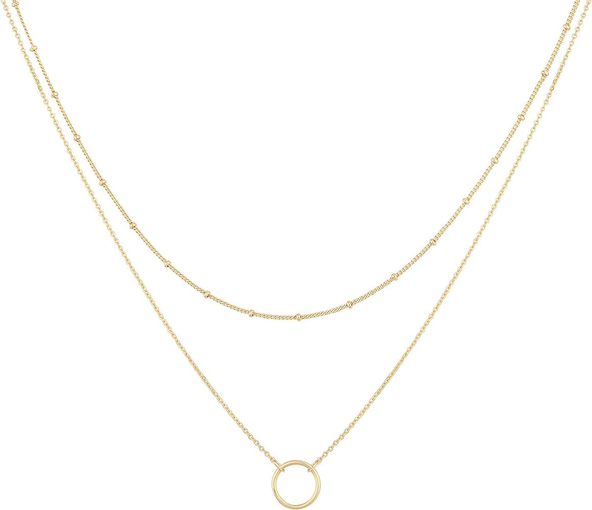 MEVECCO Layered Heart Necklace Pendant Handmade 18k Gold Plated Dainty Gold Choker Arrow Bar Laye... | Amazon (US)