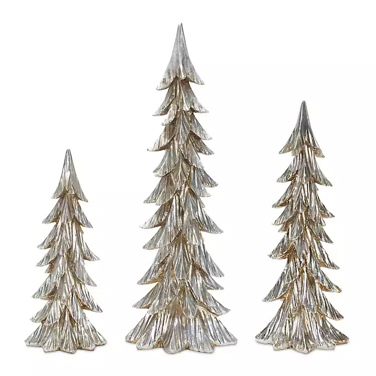 Silver Brushed Tabletop Christmas Trees, Set of 3 | Kirkland's Home