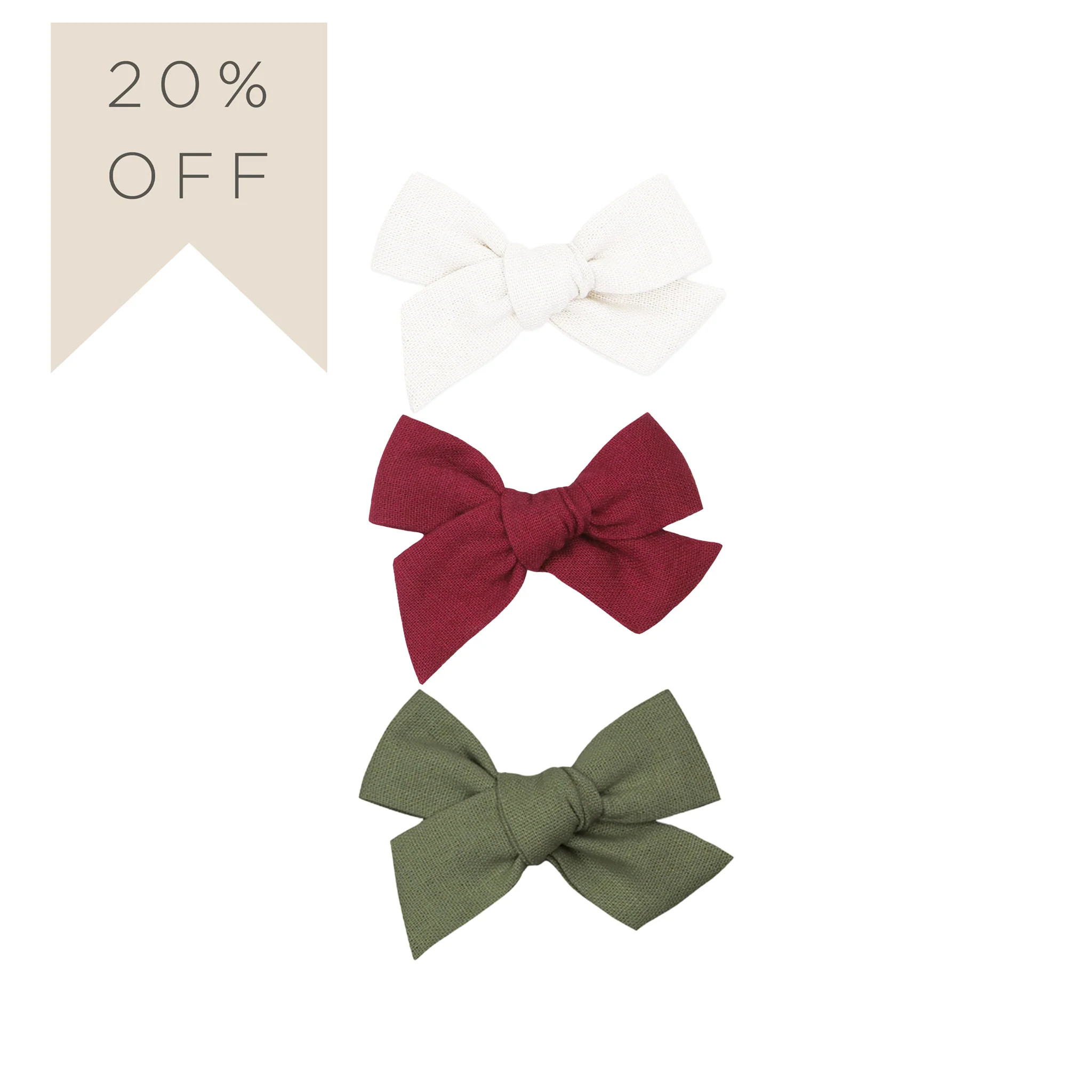 Linen Bow 3 Pack: Cranberry Clips | Lou Lou & Company