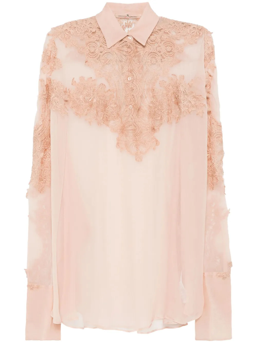 Ermanno Scervino lace-detail Silk Blouse - Farfetch | Farfetch Global