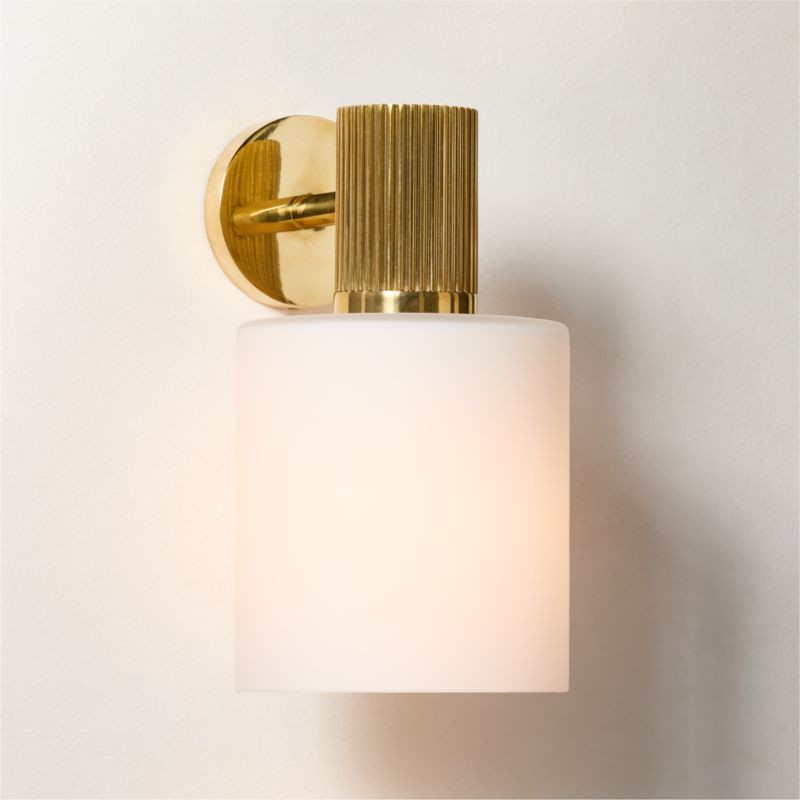 Mirabell Ribbed Unlacquered Brass Wall Sconce + Reviews | CB2 | CB2